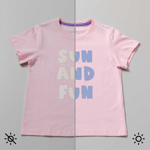 UV-aktiviertes Iron-On mit Farbver&auml;nderung, Wei&szlig;-Blau