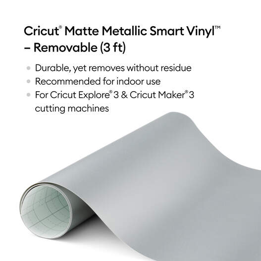 Matte Metallic Smart Vinyl&trade; &ndash; Removable, Silver (3 ft)