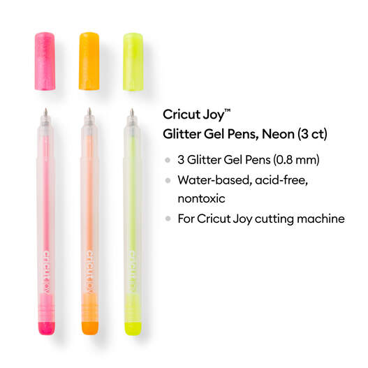 Stylos &agrave; encre gel paillet&eacute; Cricut Joy&trade; 0,8&nbsp;mm, fluo (3&nbsp;unit&eacute;s)